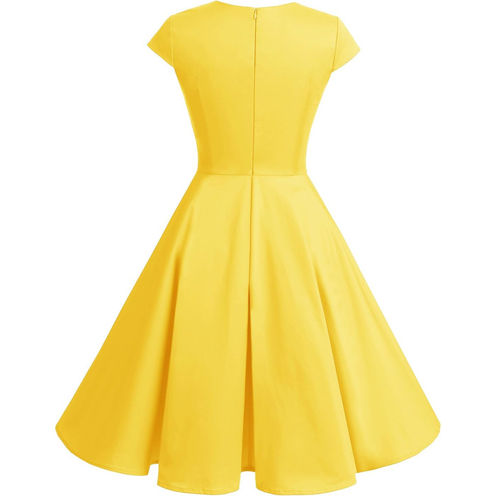 Сукня вінтаж Bbonlinedress 1950-х років ретро коктейльна Rockabilly з V-подібним вирізом, жовта, розмір L