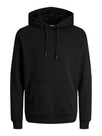 Чоловічий однотонний худі з капюшоном JACK & JONES, чорний, розмір L