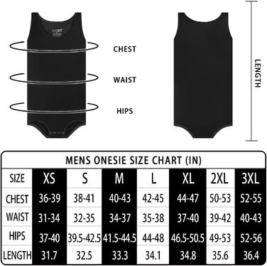 Чоловічий безрукавний боді-піжама Landofgenie з бавовни, чорний, розмір M