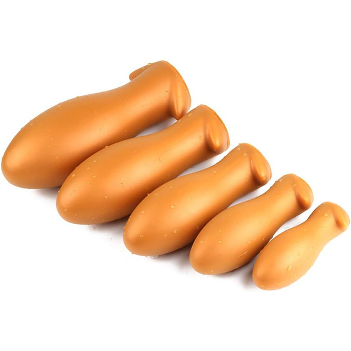 Силіконовий анальний плаг Jinqian для пар (золотий)