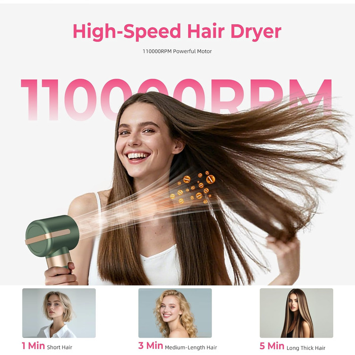 Мультифункціональний стайлер для волосся 7 в 1 Atopskins Airstyler Pro: фен з дифузором, круглі щітки, випрямляч та плойка для локонів Beach Waves, зелено-золотий