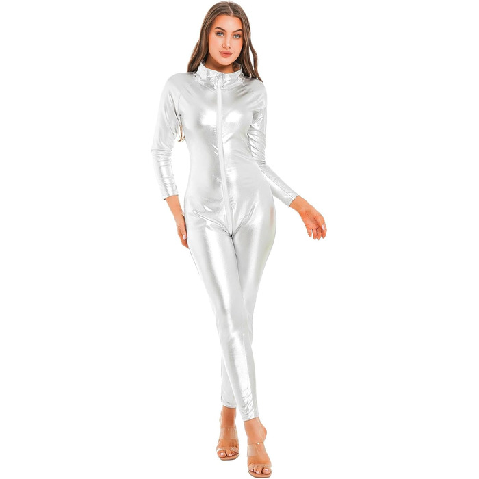 Жіночий комбінезон з довгим рукавом GRRKDFQ срібного кольору, розмір XXL