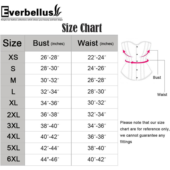 Корсет Everbellus для жінок, 24 сталеві ребра, для схуднення, корсаж, пояс, під грудьми, без кісточок, мідер, 3XL, чорний