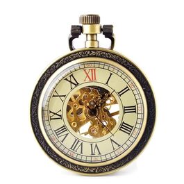Чоловічий кишеньковий механічний годинник BOSHIYA Vintage Steampunk: скелетон, підзавод, світозарядні стрілки, бронзовий колір, модель B-2