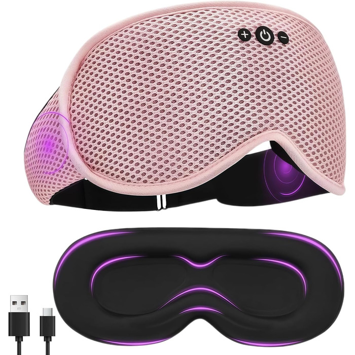 Bluetooth маска для сну flintronic з навушниками V5.4, бездротові стереонавушники для сну, подорожей, йоги та медитації, блідо-рожево-сіра