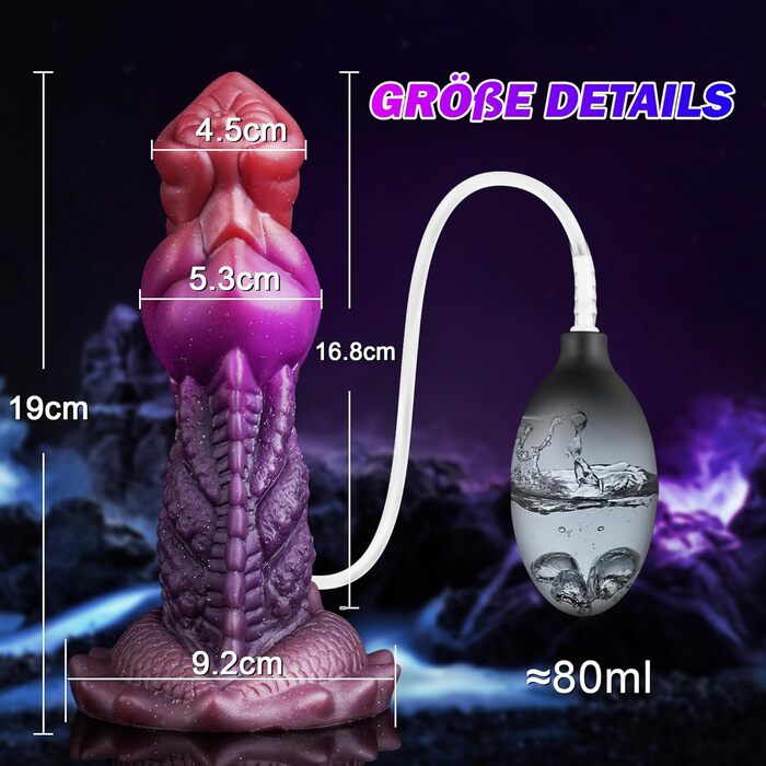 Силіконовий дildo-дракон зі спреєм, 19 см, анальний плаг для жінок та чоловіків