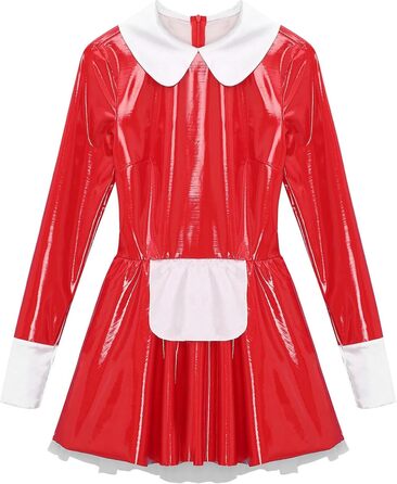 Жіноча спідня білизна Еротичний французький костюм горничної Cosplay A-line (Червоний, 4XL)