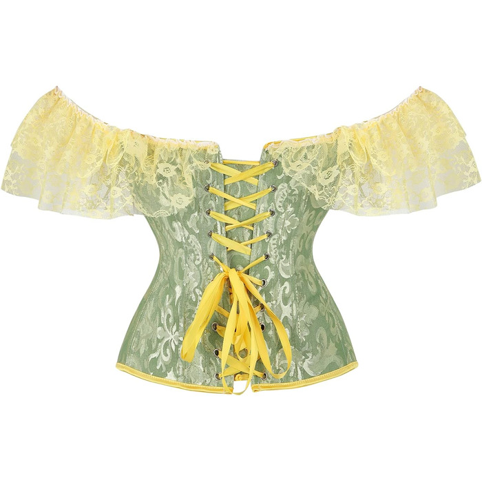 Жіноче корсетне бюстгальтер з шнурівкою, квітковий принт, вінтажний стиль, під грудьми, застібка спереду, XXL, B-зелений