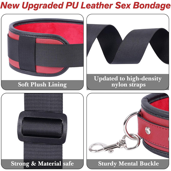 Набір для БДСМ: фетрінг ніг, наручники та інші аксесуари для пар (темно-червоний)
