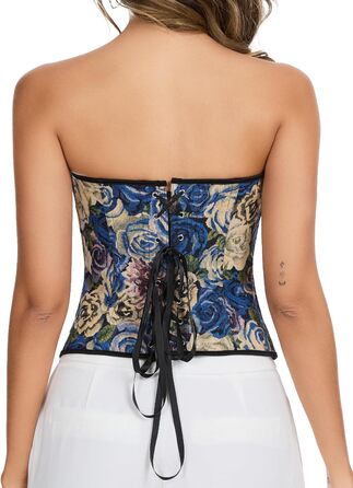 Корсет SLIMBELLE для жінок: корсет у стилі Ренесанс з квітковим принтом, повний бюст, топ-кроп, колір блакитно-рожевий, розмір S