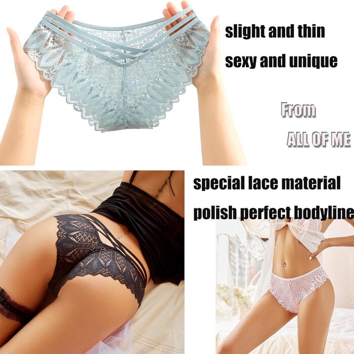6 шт. Бразильські труси жіночі мереживні ALL OF ME - Сексуальна білизна, панчіхи, бюстгальтери для жінок, бразильський тип, бікіні, S-XL, білий, чорний, дата, рожевий, хакі, сіро-блакитний