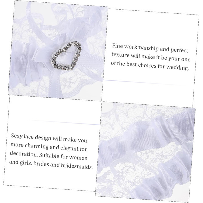 Набір мереживних стрічок для ніг (4 шт.) SHERCHPRY – аксесуари для весілля та урочистих подій, білі мереживні стрічки для ніг, 18x4 см