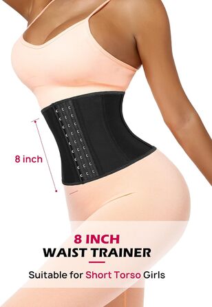 Корсет для фігури жіночий, чорний, з 9 сталевих кісток, для корекції талії