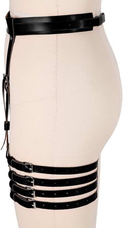 Жіночий шкіряний поясок для панчіх, корсет, боді-кейдж, чорний