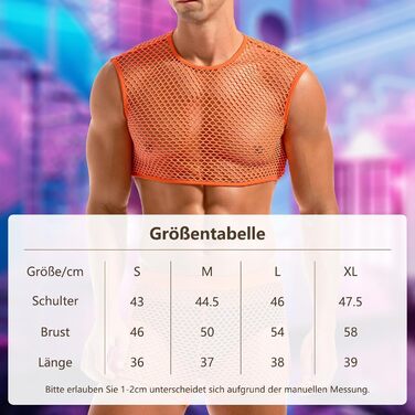 Футболка сітка Amy Couee для чоловіків, мереживна майка (XL, помаранчевий)