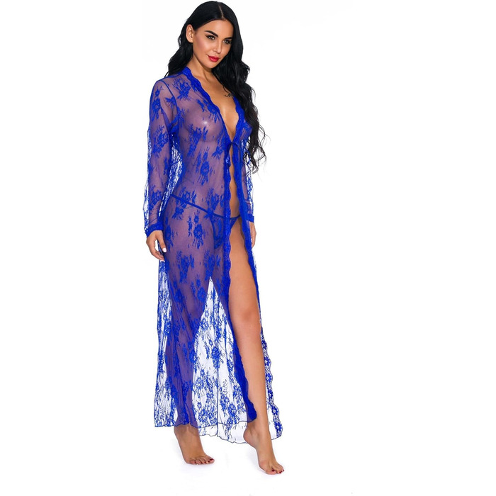 Сексуальна нічна сорочка для жінок, великі розміри (XL), блакитна – GMDNS