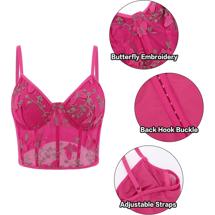 Жіночий топ-корсет з квітковою вишивкою Testudineus, на тонких бретелях, мереживний, з пуш-ап, бюстгальтер-бралетт