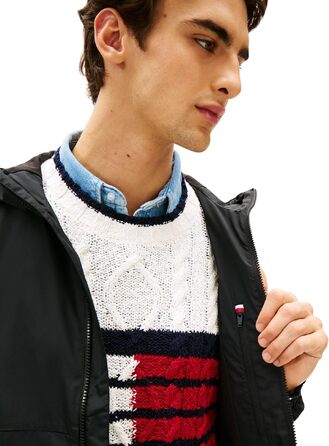 Чоловіча вітрівка Tommy Hilfiger з капюшоном, спортивна куртка, чорна, розмір L