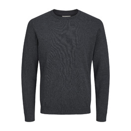 Чоловічий трикотажний джемпер Jack & Jones JJebasic Knit з круглим вирізом, темно-сірий меланж, розмір M