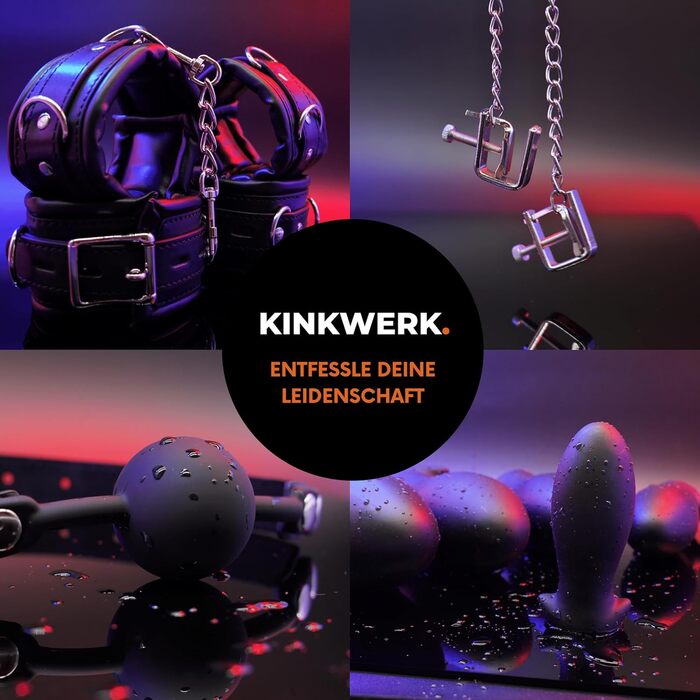 Маска для БДСМ з дildo-запором KINKWERK | Маска ізоляції з PU-шкіри для чоловіків та жінок | Чорний колір