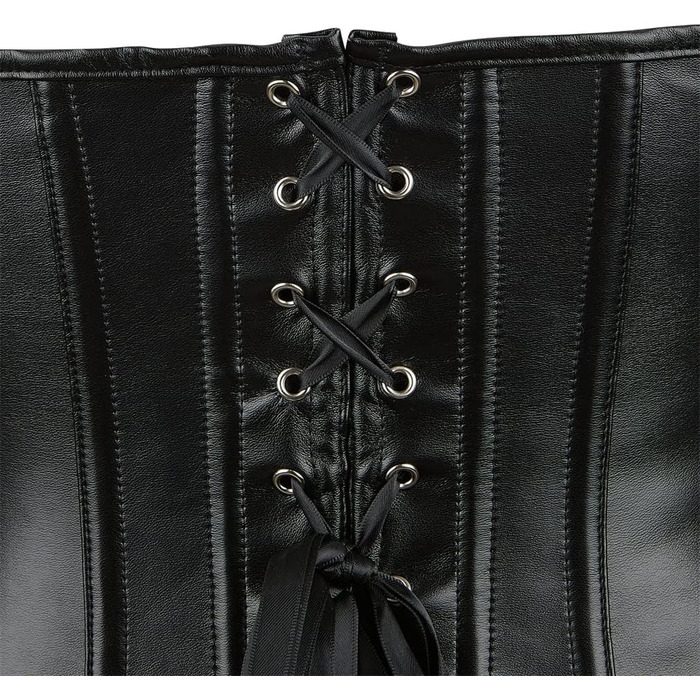 Жіночий корсет Grebrafan на блискавці з штучної шкіри, чорний (32-34)