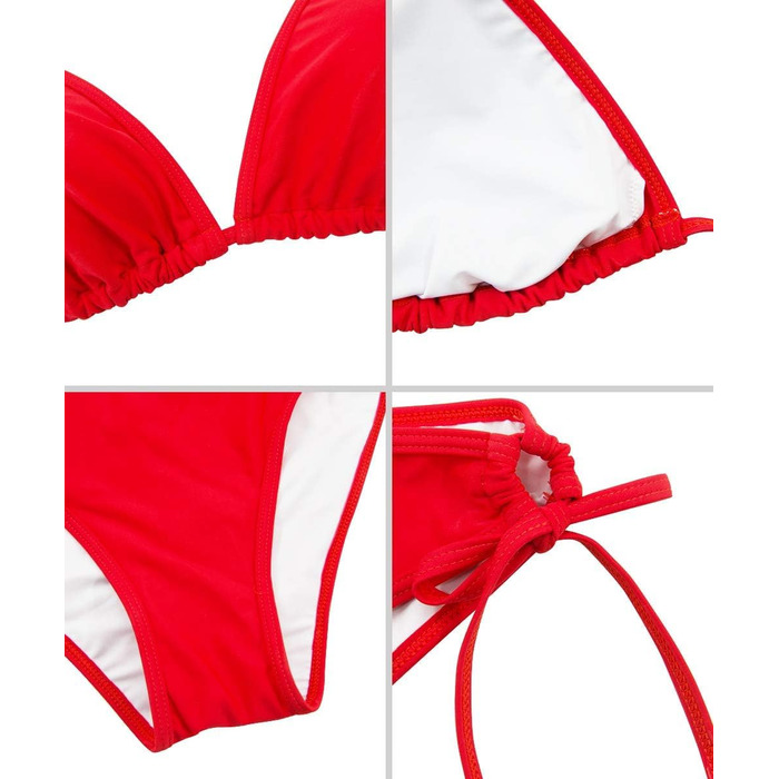 Бікіні Durio для жінок, пуш-ап, сексуальний комплект з 2 частин: трикутник та трусики з широкою смугою, регульовані бретелі, червоний колір, розмір 36