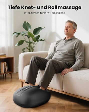 Електричний масажер для ніг COMFIER Shiatsu з функцією підігріву, розминком та компресією, 3 рівні інтенсивності, до 46 розміру EU