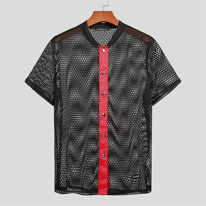 Чоловіча сорочка з мереживом та патчами в стилі American Style, короткий рукав