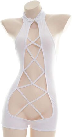 Японський купальник YOMORIO в стилі аніме, з вирізом, чеонгсам, косплей, комбінезон, універсальний розмір, білий