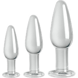 Анальні іграшки для дорослих: набір з 3 шт. (кришталь, конічної форми) для стимуляції G-точки, для жінок, чоловіків, пар