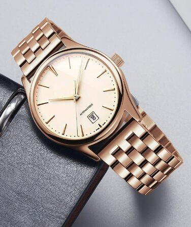 Сталевий ремінець для годинника BINLUN, полірований метал, 19мм, колір Rose Gold — замінний браслет для смарт-годинника (чоловічий/жіночий)