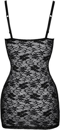 Чорна сукня Orion Dessous - фігурна сукня-negligé для жінок з розрізами на чашках бюстгальтера, сатиновими бантиками та квітковою мереживом