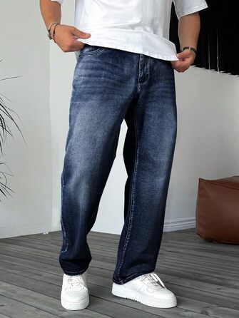Чоловічі джинси Elegancity Baggy Stretch — широкі штани в стилі Y2K Streetwear, Loose Fit, темно-сині, розмір XXL