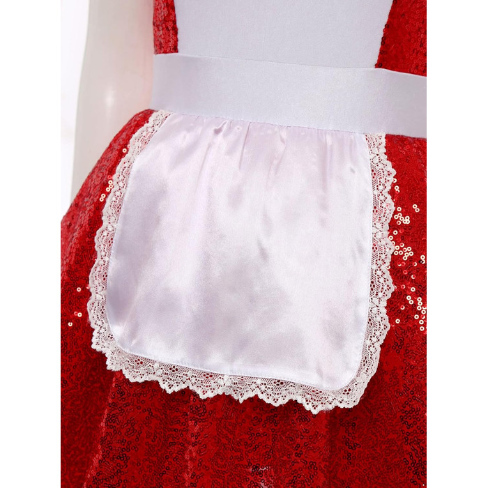 Костюм горничної з ПВХ Jhaoyu для жінок, з нашийником, рушами, червоний, 3XL, для косплею та карнавалу