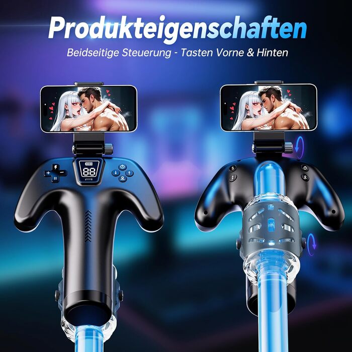 Електричний мастурбатор для чоловіків з тримачем для телефону та двосторонніми кнопками, 5 режимів, 1-10 см хід, мастурбатор для чоловіків