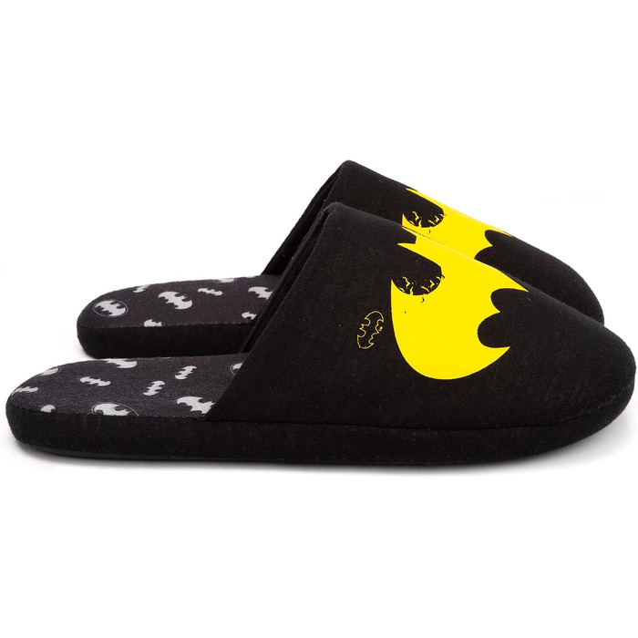 Чоловічі домашні капці DC Comics Batman Dark Knight з жовтим логотипом, чорні, розмір 45/46 EU
