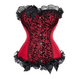 Жіноче корсетне прилягання з атласу/брокату, на шнурівці, корсет з кісточками, розмір S-6XL 32-34, бордовий
