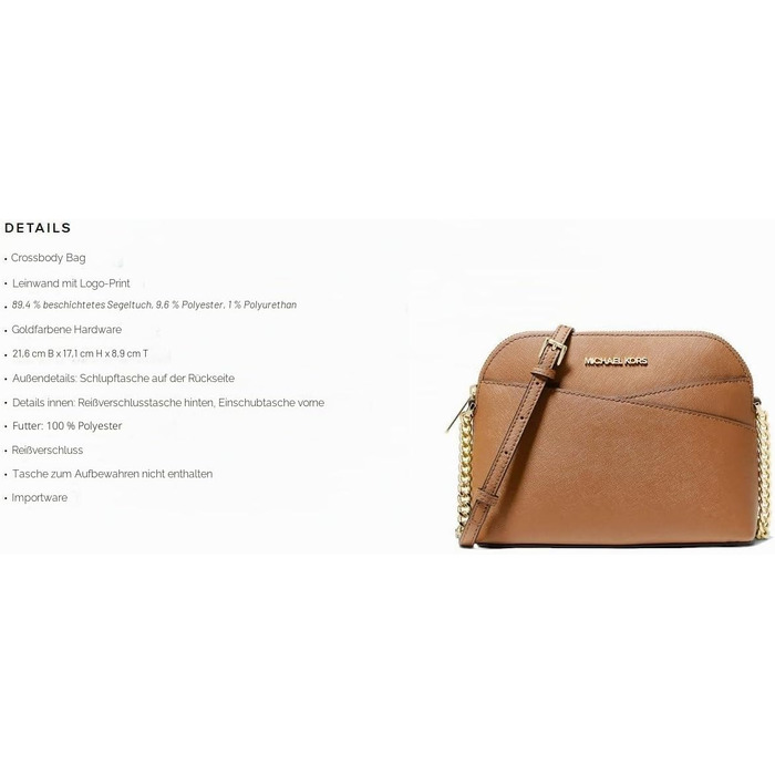 Жіноча шкіряна сумка-кросбоді Michael Kors Jet Set, середній розмір, коричнева