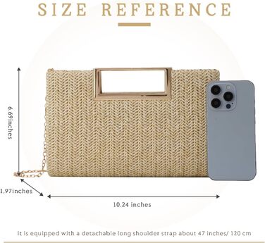 Жіночий соломий clutch-клатч EVEOUT: плетена літня сумка через плече для вечірок, весіль та відпустки (натуральний колір)