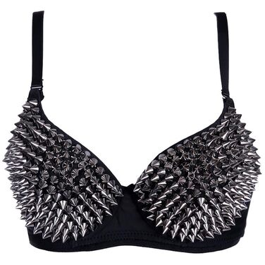 Спортивний топ Kimring Steampunk з шипами та заклепками для вечірок, клубів, рейвів, бюст 30B, сірий