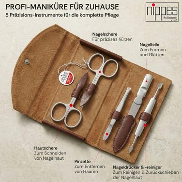 Манікюрний набір nippes Solingen Classic, 7 предметів, нержавіюча сталь, шкіряний футляр