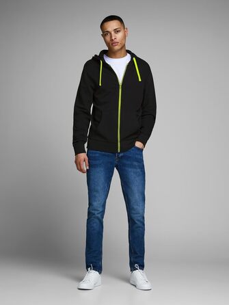Чоловіча толстовка-худі на блискавці Jack & Jones Jjeholmen Noos, чорна (Reg Fit, XXL)