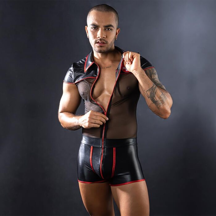 Костюм медсестри з сіткою та шкірою, боді XL чорного кольору для косплею та рольових ігор