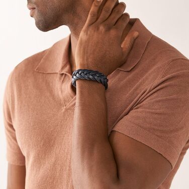 Чоловічий браслет Fossil Casual Texture зі сталі або шкіри, сріблястого кольору, з магнітним, розкладним або пряжковим застібкою