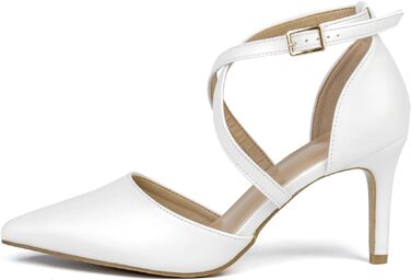 Жіночі туфлі-човники Hoefirm на високих підборах шпилька з ремінцями, елегантні білі туфлі (розмір 38 EU)