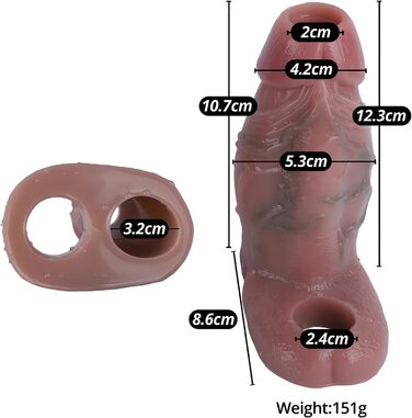 Реалістичний пеніс-чохол з кільцем для яєчок, для збільшення пеніса, з рідкого силікону, для затримки еякуляції (M)