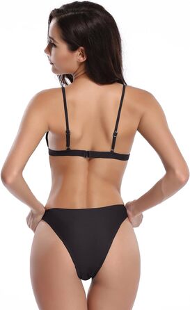 БІКІНІ SHEKINI: жіночий комплект з трикутним топом, низька талія, принт, чорний колір, регульований, відкритий спиною, двочастинний купальник