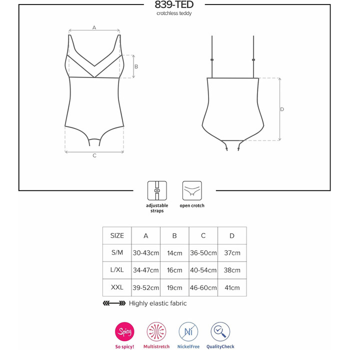 Корсетний боді Obsessive Zarter з витонченою мереживом та шнуванням, чорний, L-XL