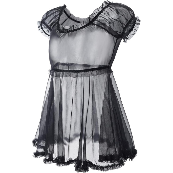 Прозора мереживна сукня-боді LittleForBig для дорослих та трансгендерів (Чорний, XXL)