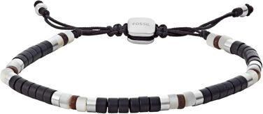 Чоловічий браслет Fossil Vintage Casual зі сталі та напівдорогого каменя, чорний, з розсувним замком